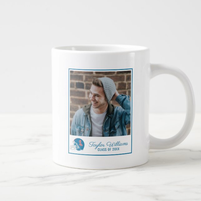 Caneca De Café Grande Capacete Ole Miss Futebol | Azul claro (Direita)