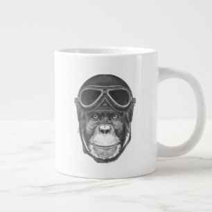 Caneca De Café Grande Capacete Vintage Chimpanzé