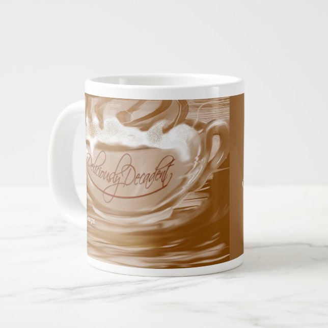 Caneca De Café Grande Cappuccino Deliciosamente Decadente (Frente Esquerda)
