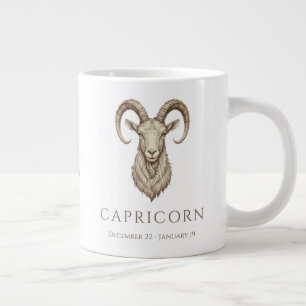 Caneca De Café Grande Capricorn Zodíaco Nome Personalizado & Data de Nas