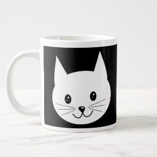 Caneca De Café Grande Cara De Gato Bonita.