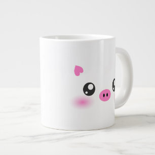 Caneca De Café Grande Cara de porco bonita - minimalismo kawaii