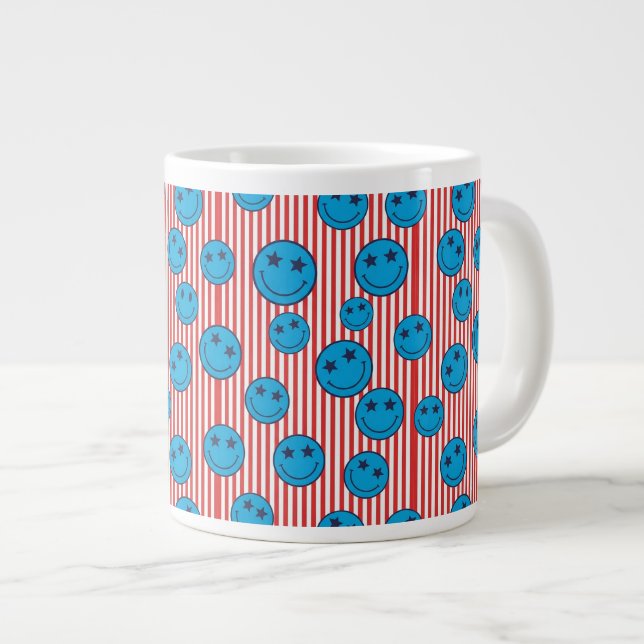 Caneca De Café Grande Cara Sorridente Patriota Retro (Frente Esquerda)
