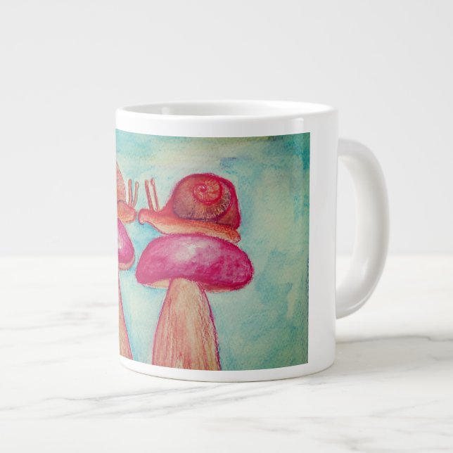 Caneca De Café Grande Caracóis Primavera de cogumelo (Frente Esquerda)