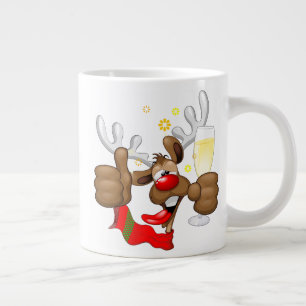 Caneca De Café Grande Caráter de Natal Engraçado do Bebado Reindeer