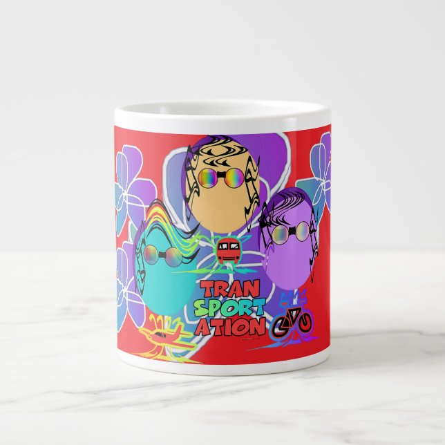 Caneca De Café Grande Carateres de Funny Floral de Transporte (Frente)