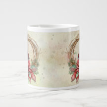 Cardeal de inverno com Poinsettia - Neve