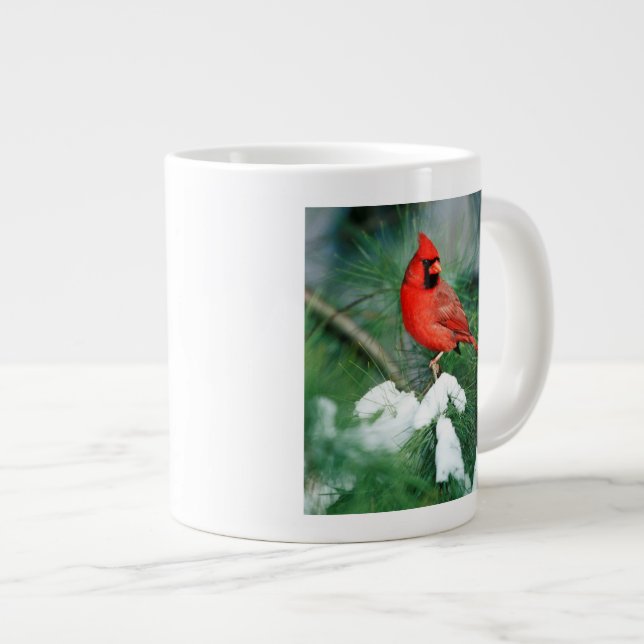 Caneca De Café Grande Cardinal-do-norte macho na árvore, IL (Frente Esquerda)