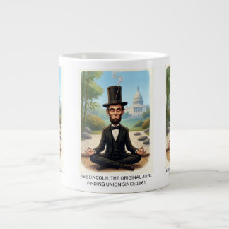 Caneca De Café Grande Caricatura Divertida de Abe Lincoln fazendo Yoga -
