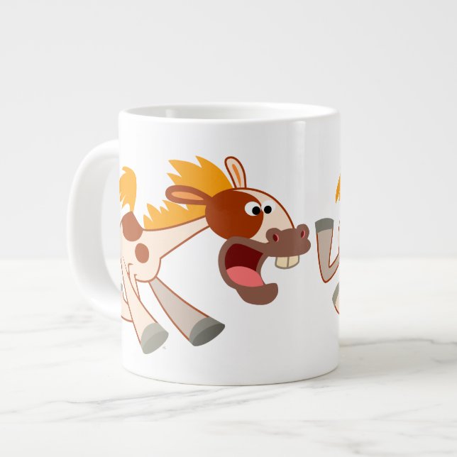 Caneca De Café Grande Caricatura Livremente Pinto Horse Jumbo Mug (Frente Esquerda)