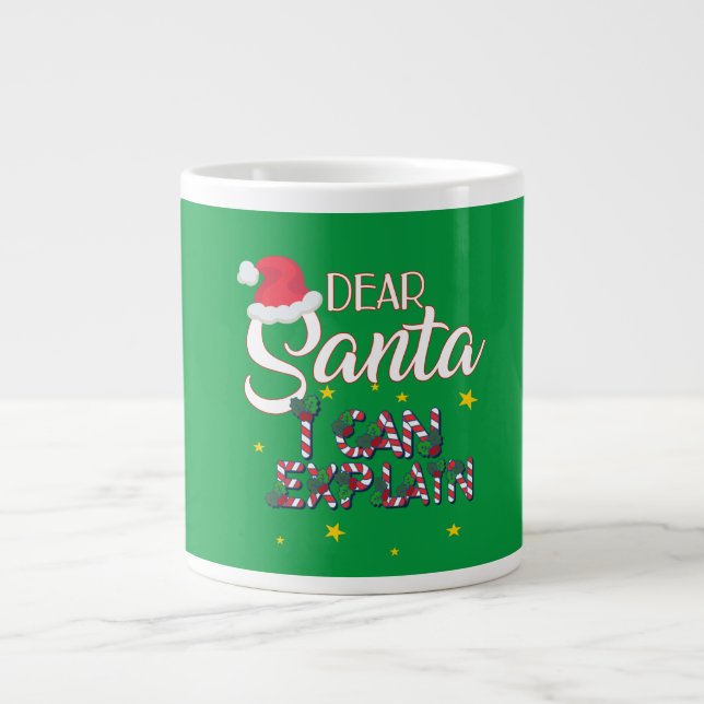 Caneca De Café Grande Caros Papais noeis, posso explicar o Natal (Frente)