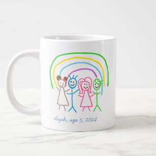 Caneca De Café Grande Carregar Crianças de Desenho Transformando Trabalh