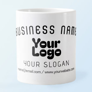 Caneca De Café Grande Carregar logotipo preto e branco retrormoderno (ed