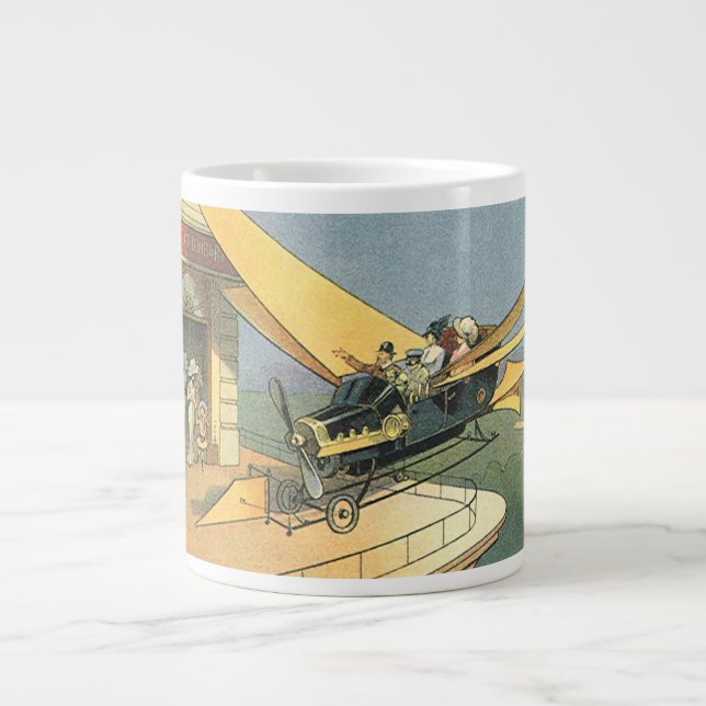 Caneca De Café Grande Carro conversível Steampunk de ficção científica v (Frente)