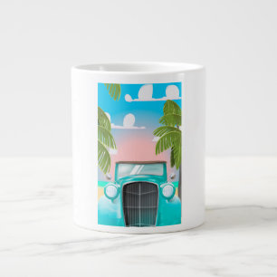 Caneca De Café Grande carro verde espuma do mar vintage
