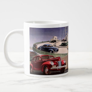 Caneca De Café Grande Carros Antigos, Sedãs Clássicos Viagem pela Rodovi