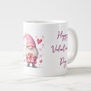 Caneca De Café Grande cartão bonito com um gnomo cor-de-rosa apaixonado