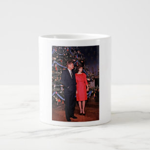 Caneca De Café Grande Cartão de Natal do Presidente Americano John Kenne