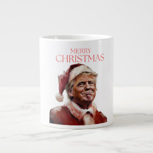 Caneca De Café Grande Cartão de Natal Engraçado Trump Papai Noel