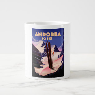 Caneca De Café Grande Cartaz de esqui de Andorra.