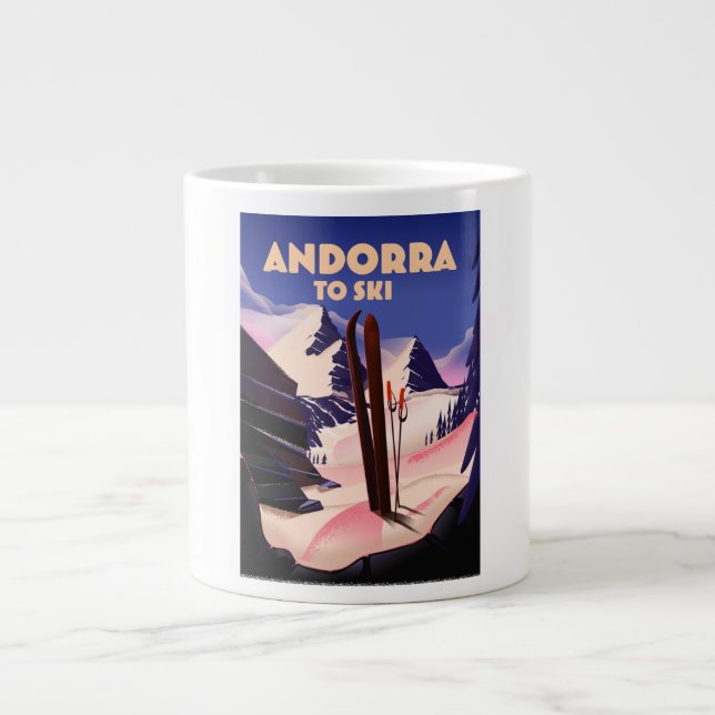 Caneca De Café Grande Cartaz de esqui de Andorra. (Frente)