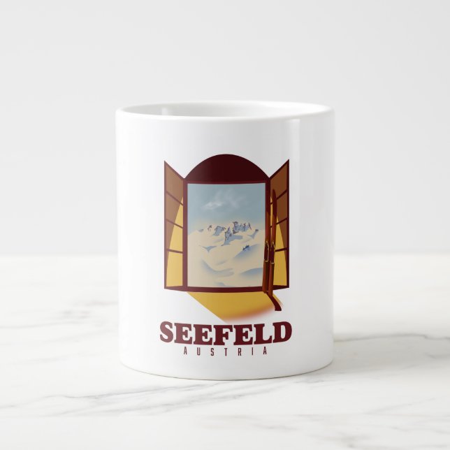 Caneca De Café Grande Cartaz de esqui Seefeld Áustria (Frente)
