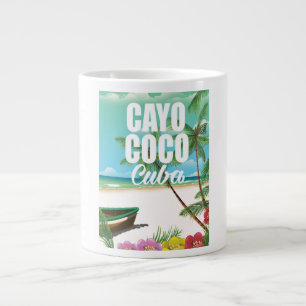 Caneca De Café Grande Cartaz de férias de praia cubanas em Cayo Coco