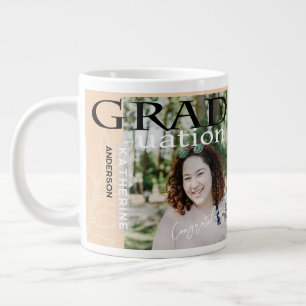 Caneca De Café Grande Cartaz de Formatura Foto Estilizada Bege
