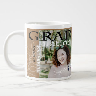 Caneca De Café Grande Cartaz de Formatura Foto Estilizada Marrom