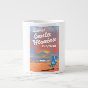 Caneca De Café Grande Cartaz de praia vintage Santa Mônica Califórnia