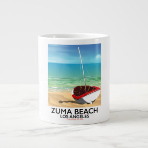 Caneca De Café Grande Cartaz de praia Zuma Beach LA Rail