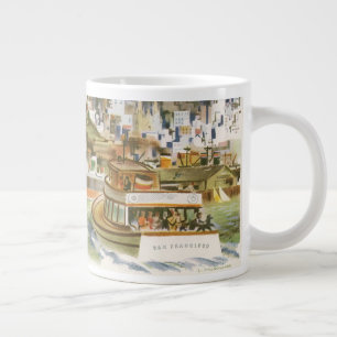 Caneca De Café Grande Cartaz de viagem da Baía de São Francisco antigo F