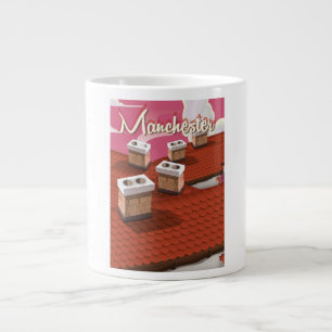 Caneca De Café Grande cartaz de viagem de desenho animado de Manchester,