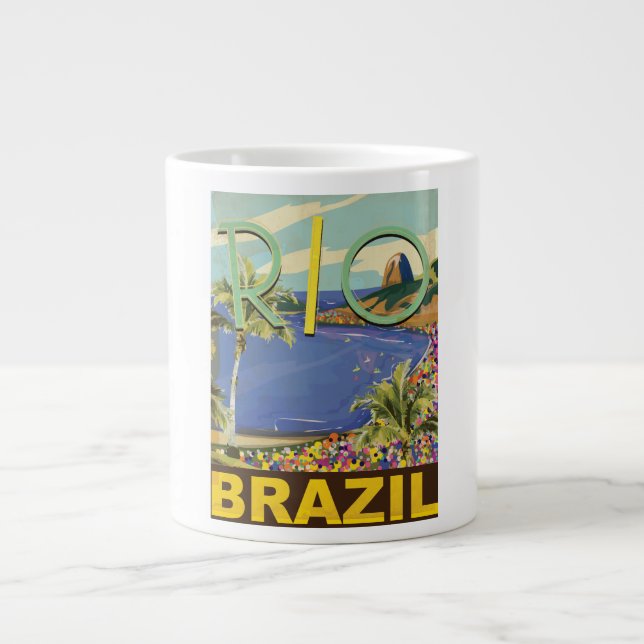Caneca De Café Grande Cartaz de Viagem do Brasil (Frente)