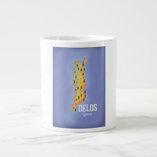 Caneca De Café Grande Cartaz de viagem do mapa da Grécia Delos