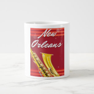 Caneca De Café Grande Cartaz de viagem do Saxofone de Nova Orleans