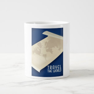 Caneca De Café Grande Cartaz de viagem estilo vintage Viajar pelo Mundo