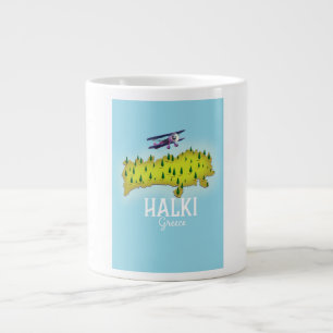 Caneca De Café Grande Cartaz de viagem ilustrado do mapa da Grécia Halki
