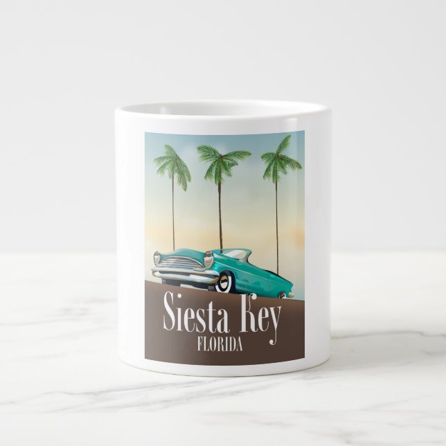 Caneca De Café Grande Cartaz de viagem Siesta Key Flórida (Frente)