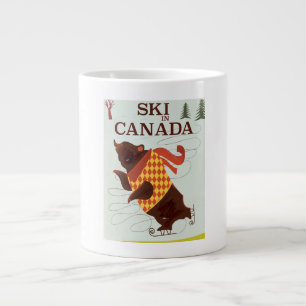 Caneca De Café Grande Cartaz de viagem vintage de esqui no Canadá