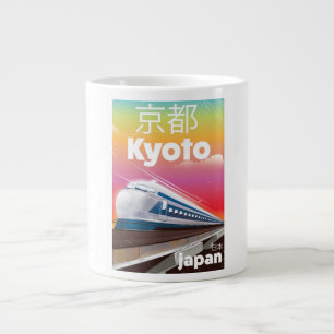 Caneca De Café Grande cartaz de viagem vintage trem bala kyoto japão