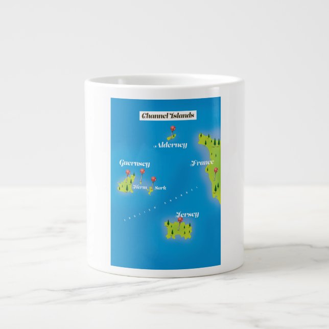 Caneca De Café Grande Cartaz do mapa das Ilhas do Canal. (Frente)