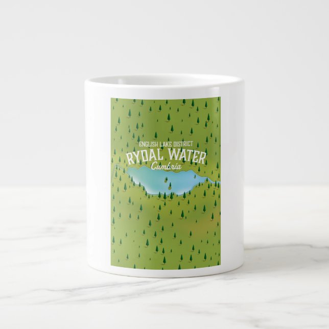 Caneca De Café Grande Cartaz do mapa de Rydal Water Cumbria (Frente)