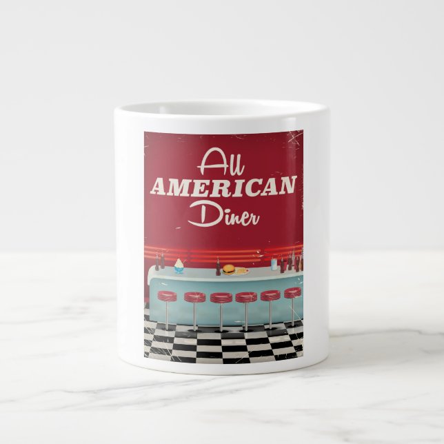 Caneca De Café Grande Cartaz Retro do Diner All American (Frente)