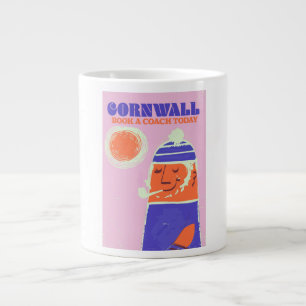 Caneca De Café Grande cartaz vintage de pescador de Cornwall "pegue um ô