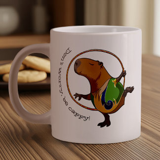 Caneca De Café Grande Cartoon Capybara, Gymnast Engraçado