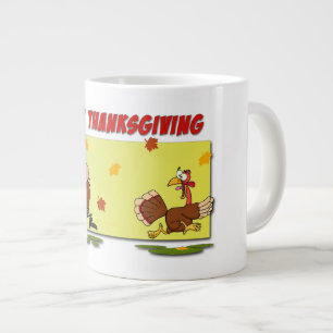 Caneca De Café Grande Cartoon de Ação de Graças brilhante e divertido do