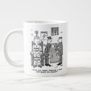 Caneca De Café Grande Cartoon de cadeira elétrica defeituoso - Engraça