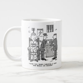 Caneca De Café Grande Cartoon de cadeira elétrica defeituoso - Engraçado