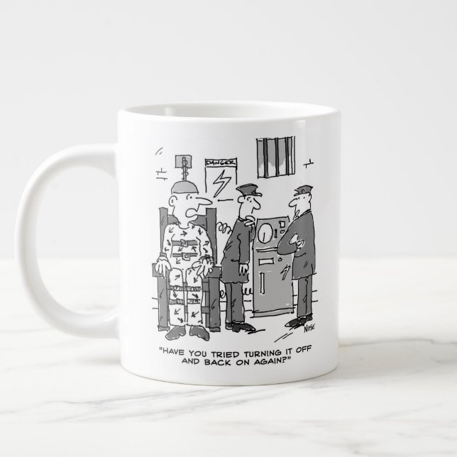 Caneca De Café Grande Cartoon de cadeira elétrica defeituoso - Engraçado (Esquerda)